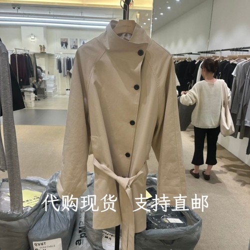 韩代VEGETABLE韩国东大门26秋女装新款时尚百搭立领系带风衣外套