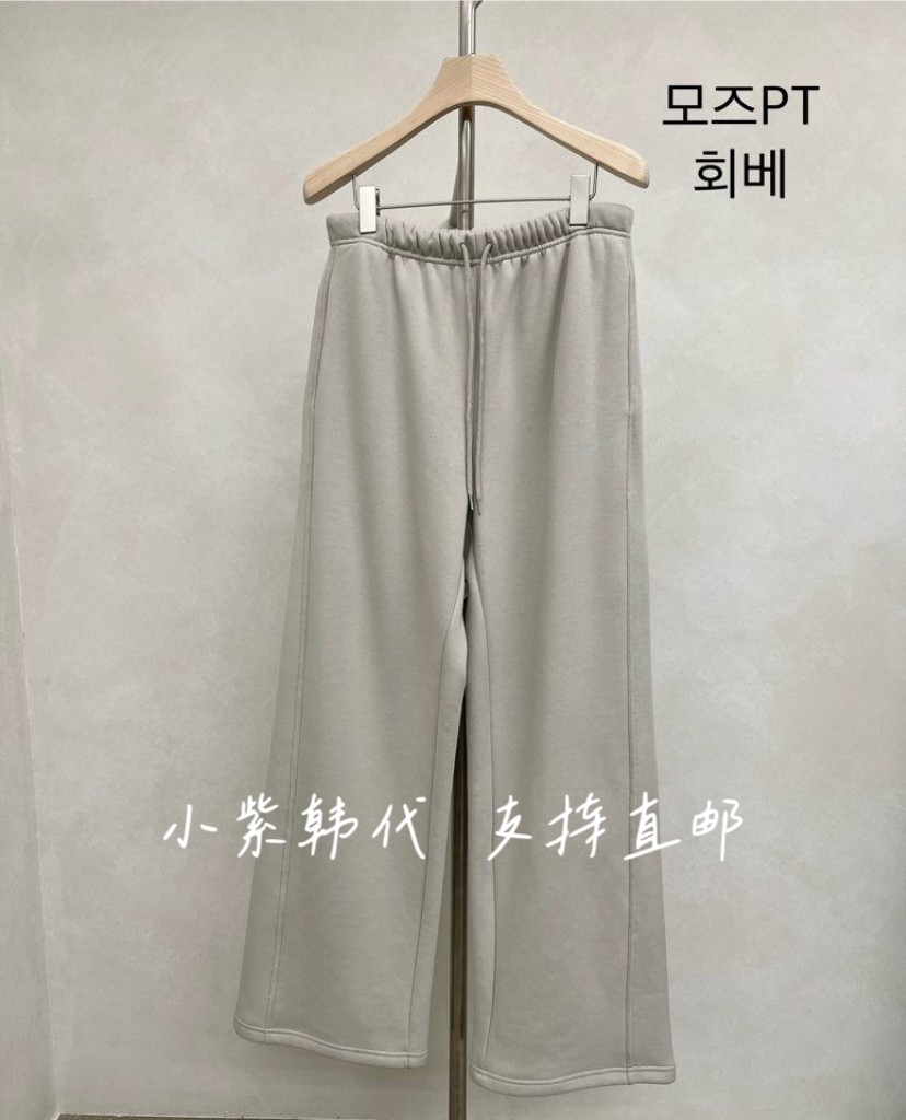 LAKE-A韩国东大门代购2025秋冬女装新款松紧腰抽绳直筒加绒卫裤女