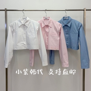 26春新款 女 REVE L韩国东大门代购 长袖 衬衫 纯色翻领短款 CITE 女装