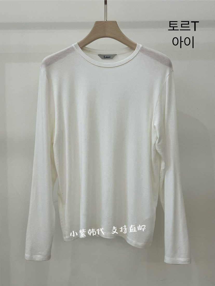 时尚百搭净版圆领长袖T恤女