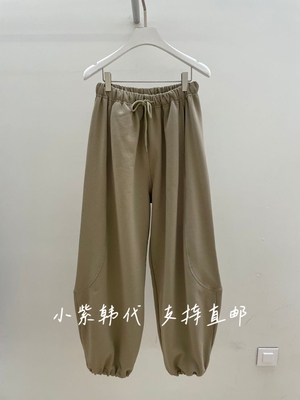 PEBBLE韩国东大门代购2026春季女装新款松紧腰抽绳束脚卫裤女