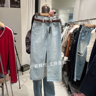 韩国东大门代购SSEMIENNE 26春新款气质前开叉显瘦牛仔半身裙女