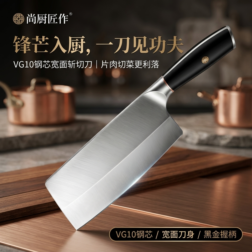 铬钼钢耐热耐磨耐腐蚀菜刀 斩切一体菜刀 斩切两用菜刀
