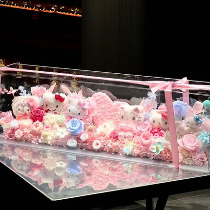 圣诞节永生花高级感真花hellokitty生日礼物女生摆件客厅玩偶花盒
