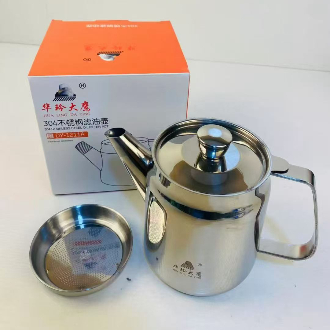 加厚1.5升304食品级不锈钢厨房油瓶油壶家用带滤网油罐过滤油渣