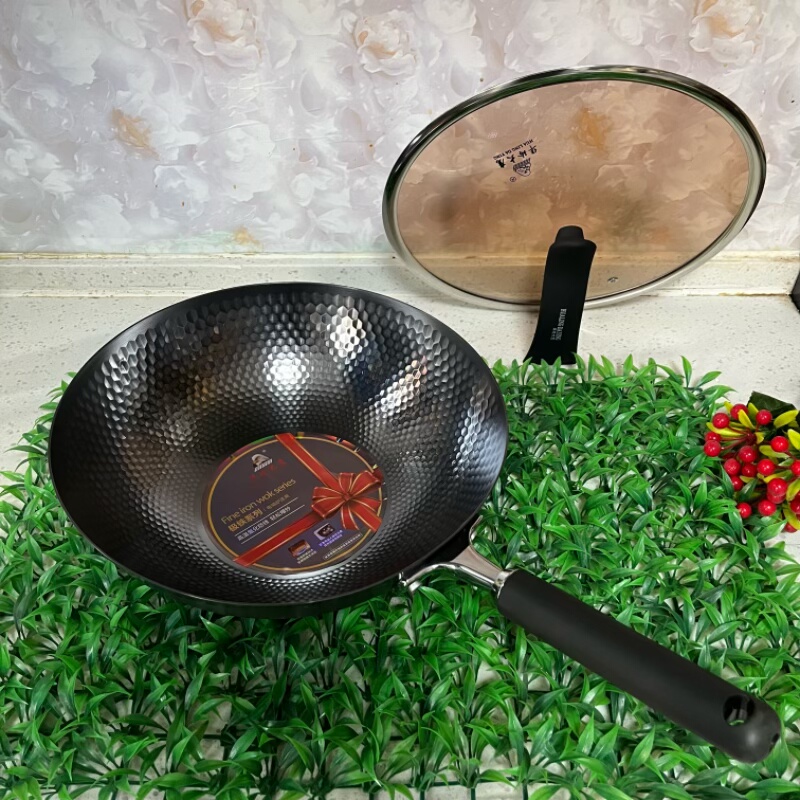 华玲大鹰32cm炒锅无涂层极铁女士超轻家用炒菜锅燃气灶平底锅适用