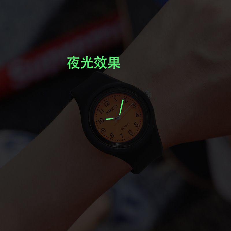 kezzi手表男学生潮流防水夜光石英表圆形大表盘学生女表时尚简约