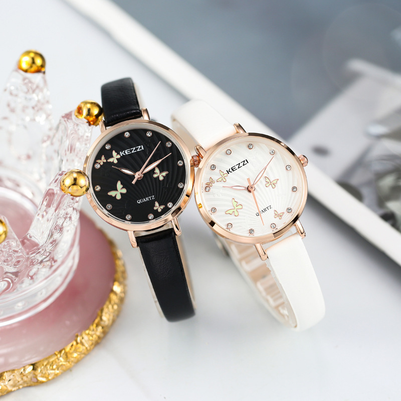 kezzi学生手表女士简约夜光蝴蝶小表盘2023新款时尚ins风腕表