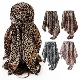 leopard print silk scarf women's headscarf shawl披肩仿真丝巾