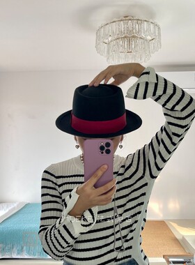 礼帽逛街法式秋冬翘檐小檐帽子