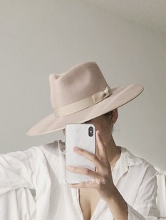 mdeke 贵族 秋冬小众澳洲羊毛呢水滴顶大檐蝴蝶结时尚百搭礼帽女