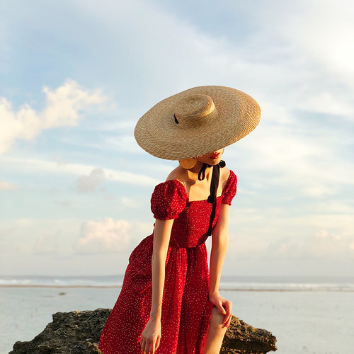 沙滩帽子草帽女系绳复古大檐春夏