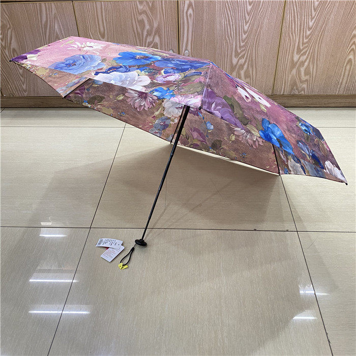 GUOCHY歌姿日本布UV50+超轻超细五折油画防嗮口袋伞手机伞晴雨伞