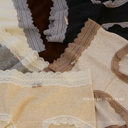 touchme法式蕾丝边婴儿棉裸感内裤女纯棉透气7A全棉抑菌裆中腰3条