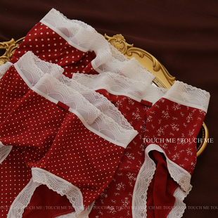 touchme法式 女本命年结婚纯棉裆抑菌透气中腰3条 复古海棠红色内裤