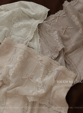 touchme温暖柔软轻磨毛性感半透蕾丝内裤女透气纯棉抑菌裆中腰3条