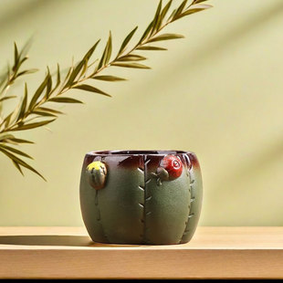 丛林创意多肉花盆陶瓷家用绿植粗陶透气陶盆小陶土控根盆特价清仓