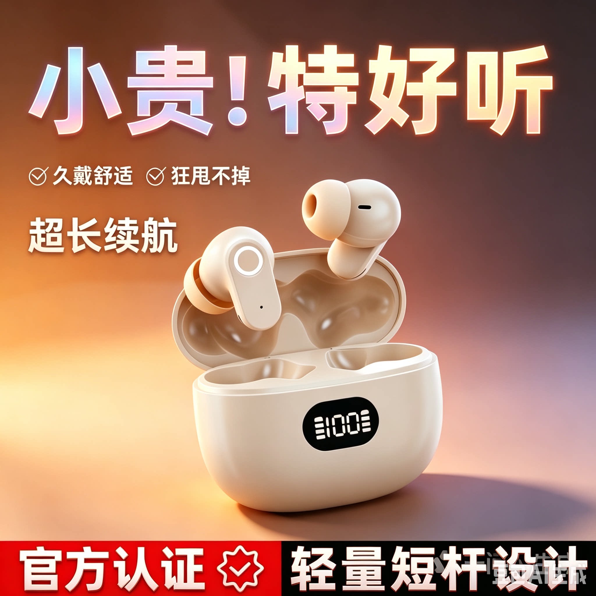无线蓝牙耳机低延迟降噪运动久戴不痛长续航女生款高颜值高音质好