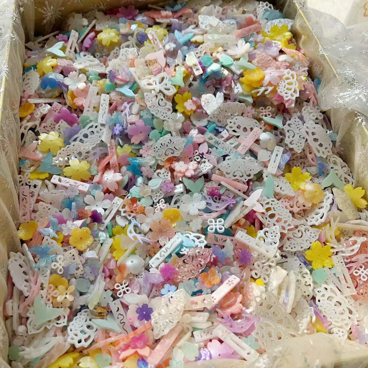 随机50个混装醋酸仿贝壳福袋手工材料发簪花花古风DIY饰品配件