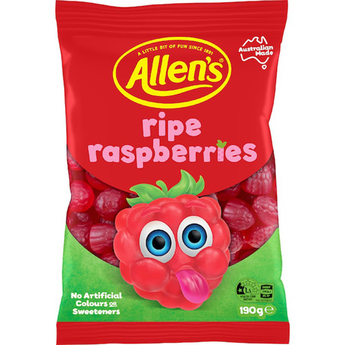 Allen's Ripe Raspberries Lollies Bag 190g 糖果 澳洲代购