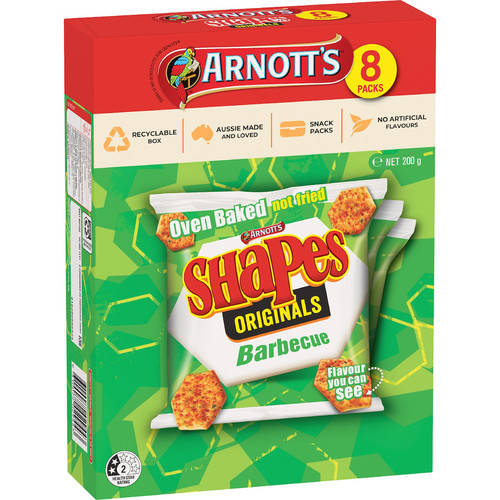 Arnott's Shapes Crackers Barbecue 8 Pack 200g 烧烤味饼干澳洲