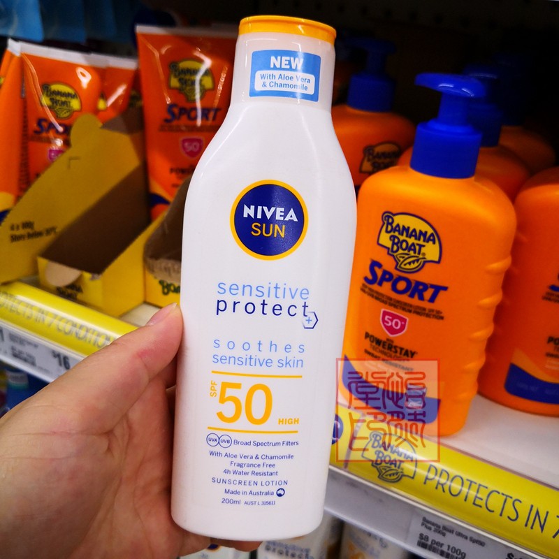 澳洲 Nivea妮维雅  敏感肌 Sun Lotion Sensitive Sunscreen200ml