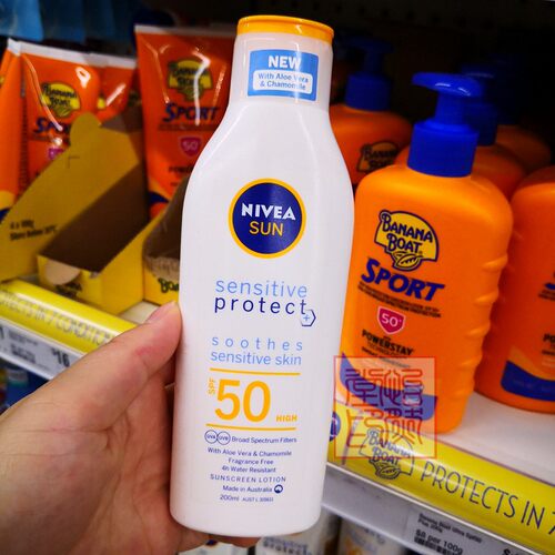 澳洲 Nivea妮维雅  敏感肌 Sun Lotion Sensitive Sunscreen200ml