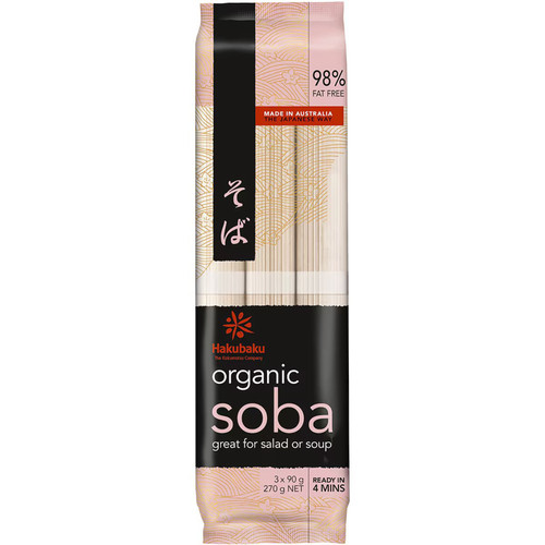 Hakubaku Organic Japanese Soba Buckwheat Noodles 98% Ff 270g