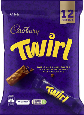 Cadbury Twirl Chocolate Sharepack 12 Mini Bars 168g 巧克力