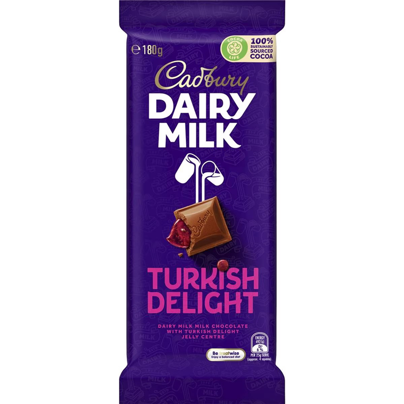 Cadbury Dairy Milk Turkish Delight Choc土耳其软糖巧克力 180g 零食/坚果/特产 牛奶巧克力 原图主图