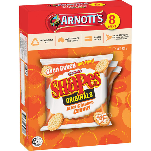 Arnott's Shapes Cracker Biscuits Mini Chicken Crimpy饼干200G