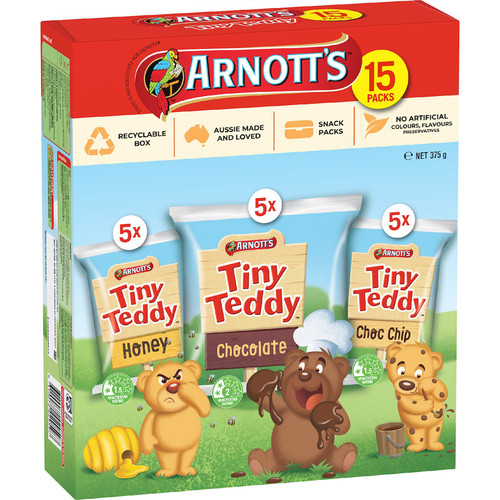 Arnott's Tiny Teddy Variety Biscuits 15 pack 375g 饼干 澳洲