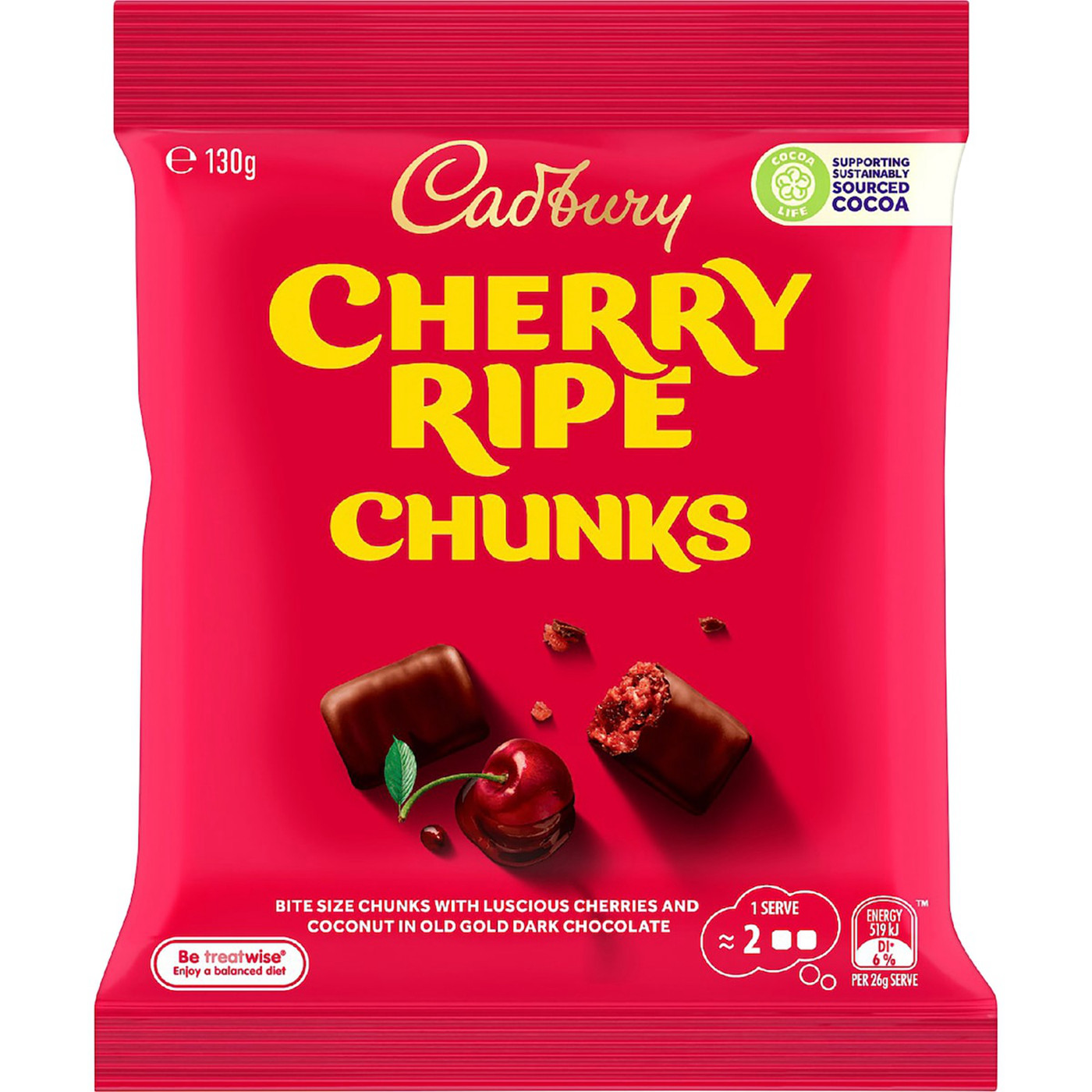 Cadbury Cherry Ripe Chunks 130g 樱桃巧克力 澳洲代购