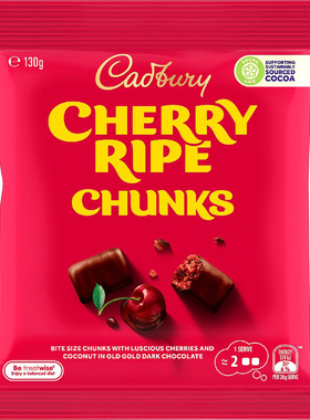 Cadbury Cherry Ripe Chunks 130g 樱桃巧克力 澳洲代购