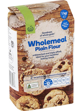 Woolworths Wholemeal Plain Flour 1kg  全麦普通面粉 澳洲代购