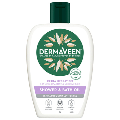 DermaVeen Extra Hydration Shower & Bath Oil 1L沐浴油澳洲代购