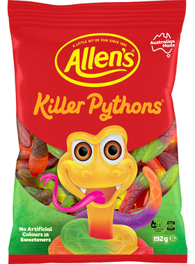 Allen's Killer Python Jelly Lolly Bag 192g 糖果软糖 澳洲代购