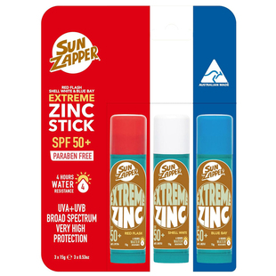 Sun Zapper Sunscreen Zinc Stick Red White Blue 3 Pack SPF50