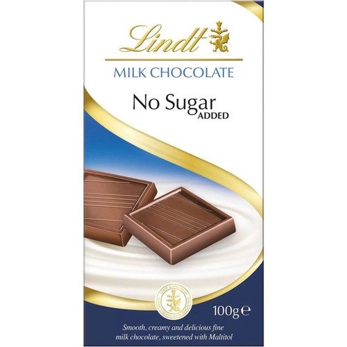 澳洲Lindt Milk No Sugar Added Block瑞士莲无糖牛奶巧克力 100g