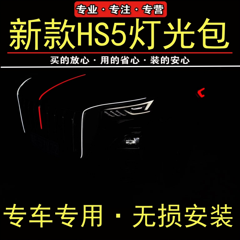 红旗HS5大U灯流光灯龙须灯发光标