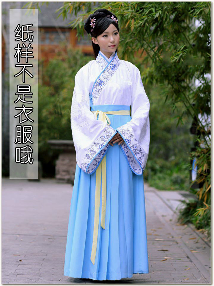 1：1实物汉服纸样 汉服打版齐腰襦裙交领上衣 褶裙汉服纸样07