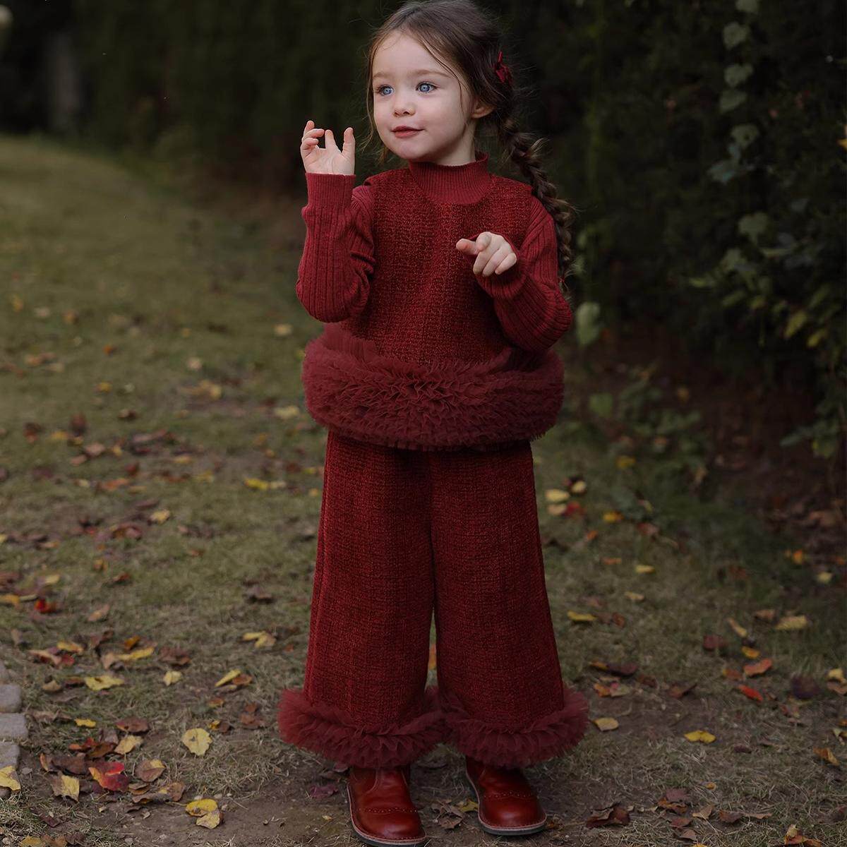 女童新年圣诞姐妹款马甲半裙裤子套装宝宝秋冬洋气拜年服潮针织衫,童装/婴儿装/亲子装,套装,淘宝优惠券,粉丝福利购,淘宝优惠卷