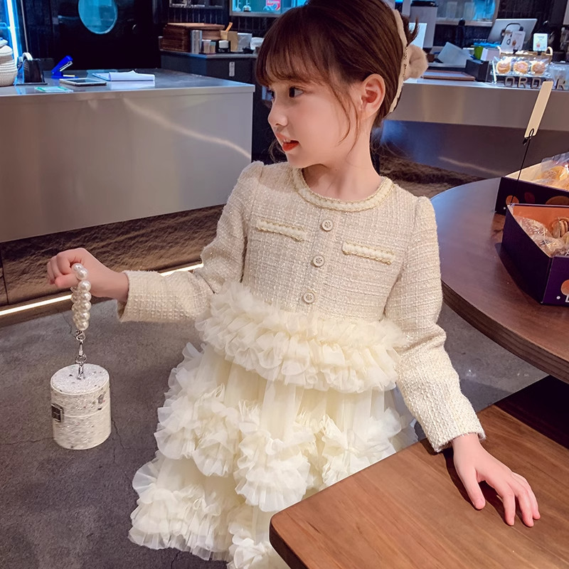 女童连衣裙秋冬季洋气生日礼服裙儿童蛋糕裙女孩小香风绝美公主裙