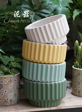 泥器ins陶瓷花盆水培铜钱草碗莲熊猫堇现代简约硅胶表面套盆蜡碗