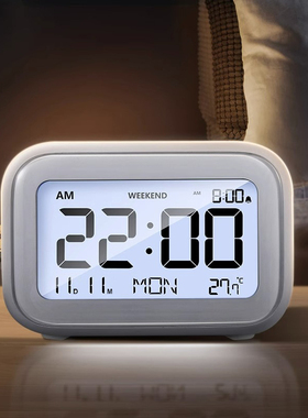 日式智能起床闹钟学生专用用小电子时钟桌面黑科技夜光床头电池款