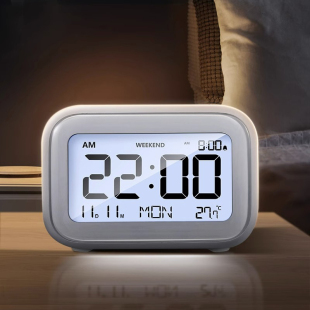 日式 智能起床闹钟学生专用用小电子时钟桌面黑科技夜光床头电池款