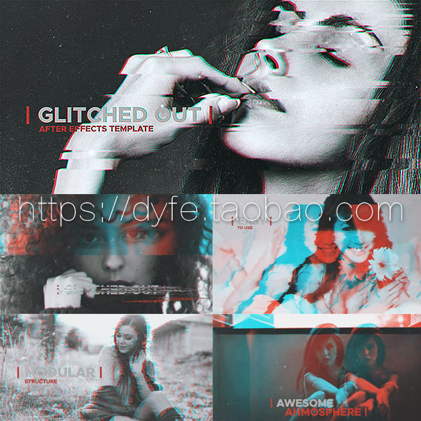 电视信号故障闪烁错误花屏ae模板图片偏色效果图像幻灯片片头画面