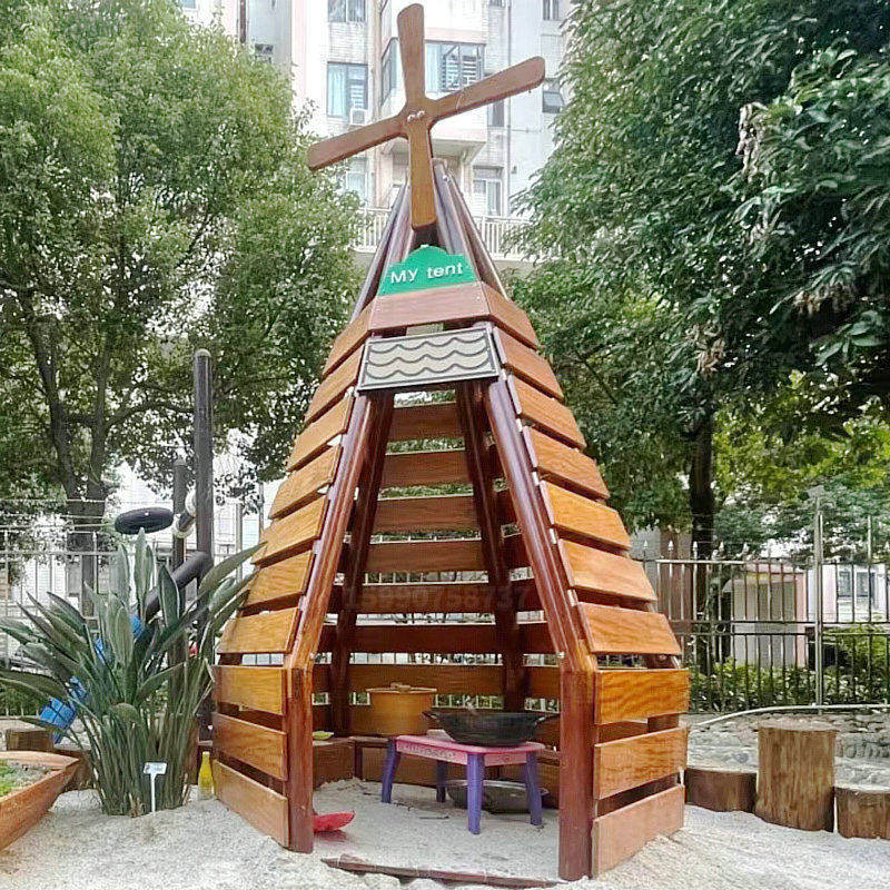 木质户外公园木屋玩具儿童过家家休闲帐篷游戏屋幼儿园沙池小屋