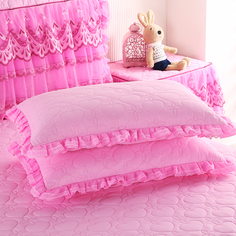 夹棉蕾丝花边枕头套加厚