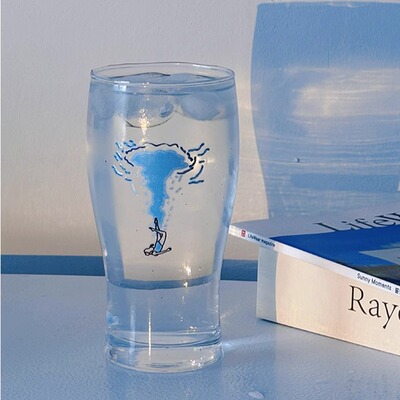 【深夜跳入酒海】原创ins玻璃杯夜酌酒杯创意精酿啤酒杯品脱杯子